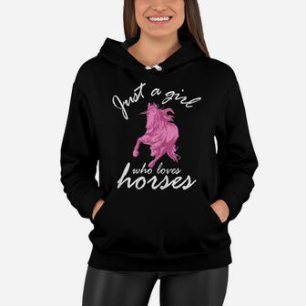 Womens Just A Girl Who Loves Horses Farm Animal Pony Lover Women Hoodie | Crazezy UK
