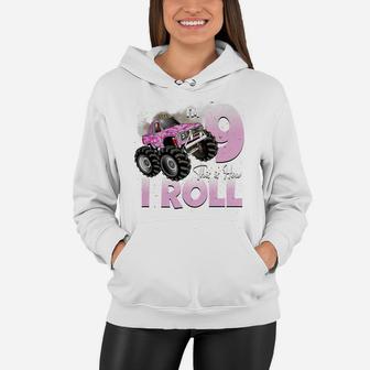9Th Birthday Shirt Girl Monster Truck 9 Years Old Gift Women Hoodie | Crazezy CA