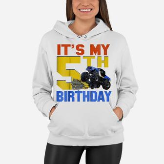 Kids 5 Years Old Monster Truck Shirt Its My 5Th Birthday Gift Tee Women Hoodie | Crazezy