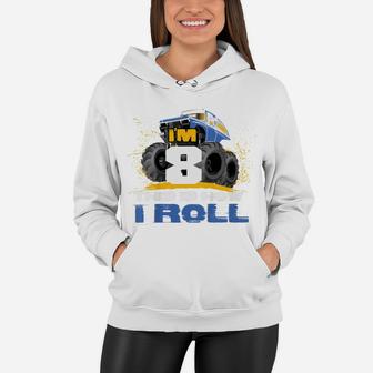 Kids I'm 8 Years Old This Is How I Roll Monster Trucks Women Hoodie | Crazezy