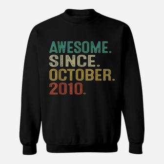 11 Years Old Awesome Since October 2010 11Th Birthday Gift Sweatshirt | Crazezy