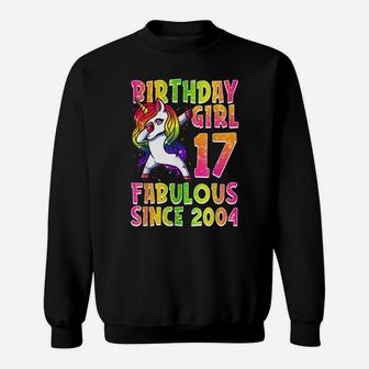 17Th Birthday Girl Dabbing Unicorn 17 Years Old Party Gift Sweatshirt | Crazezy UK