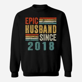 3Rd Wedding Anniversary 3 Years Epic Husband Since 2018 Sweatshirt | Crazezy