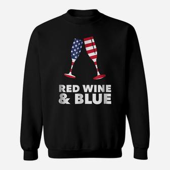 4Th July Red Wine And Blue | Funny America Usa Flag Sweatshirt | Crazezy