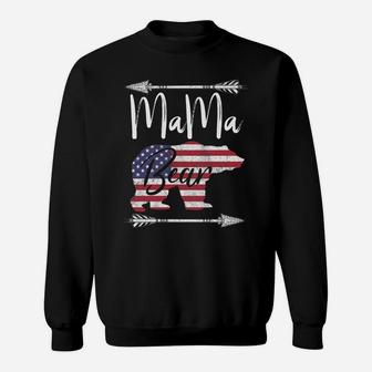 4Th Of July Sweatshirt Mother's Day Mama Bear American Flag Sweatshirt Sweatshirt | Crazezy