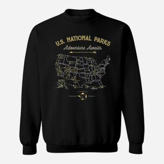 62 National Parks Map Gifts Us Park Vintage Camping Hiking Sweatshirt | Crazezy CA