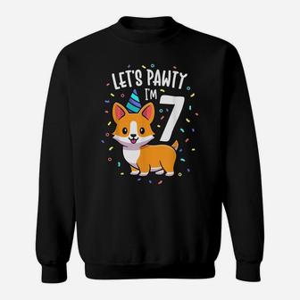 7 Years Old Corgi Dog Lover 7Th Birthday Party Outfit Kid Sweatshirt | Crazezy UK