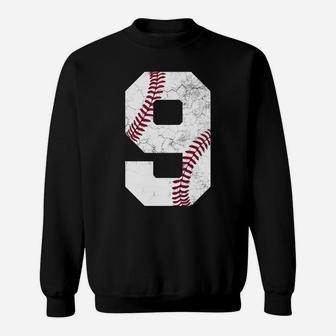 9th Birthday Baseball Boys Nine Number 9 Ninth Gif Sweatshirt | Crazezy