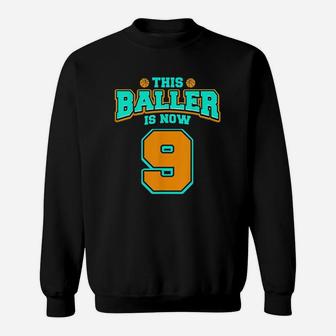 9th Birthday For Boys Basketball 9 Years Old Gift Sweatshirt | Crazezy UK