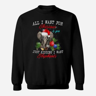 All I Want For Christmas Is Elephants Funny Xmas Gift Sweatshirt | Crazezy AU