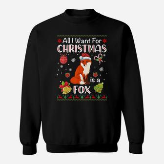 All I Want Is A Fox For Christmas Ugly Xmas Pajamas Sweatshirt | Crazezy