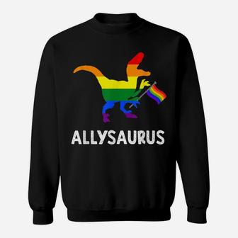 Allysaurus Trans Ally T Rex Dinosaur Gay Pride Parade Lgbt Sweatshirt | Crazezy CA