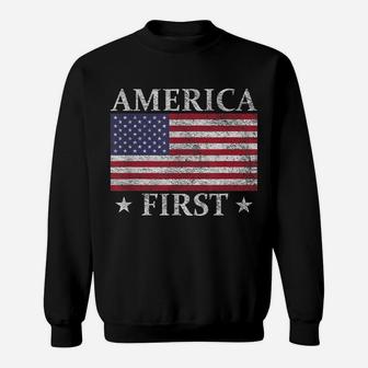 America First Usa American Flag Patriot Stars And Stripes Sweatshirt | Crazezy