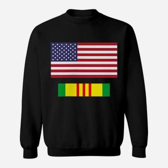 American Flag Above Vietnam Service Ribbon Sweatshirt | Crazezy