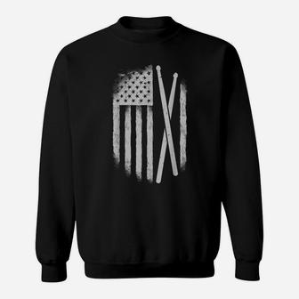 American Flag Drumsticks Usa Drummers Vintage Drum Sticks Sweatshirt | Crazezy