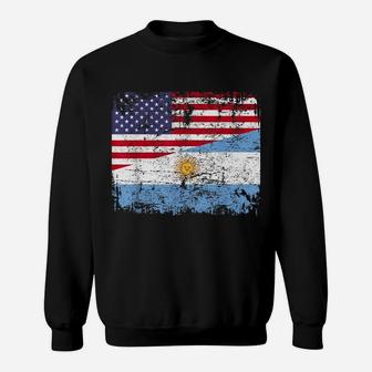 Argentinian Roots | Half American Flag | Usa Argentina Flag Sweatshirt | Crazezy