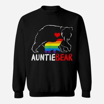 Auntie Bear Proud Aunt Rainbow Flag Lgbt Pride Mother's Day Sweatshirt | Crazezy