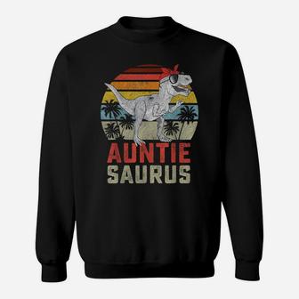 Auntiesaurus T Rex Dinosaur Auntie Saurus Family Matching Sweatshirt | Crazezy