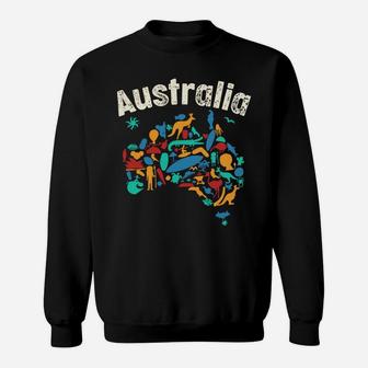 Australia Day Shirt Funny Australian Kids Animals Map Gift Sweatshirt Sweatshirt | Crazezy DE
