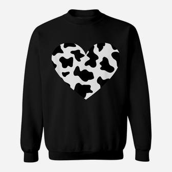 Awesome Cow Print Black & White Print Heart Sweatshirt | Crazezy AU