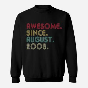 Awesome Since August 2008 13Th Birthday 13 Years Old Boys Sweatshirt | Crazezy AU