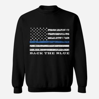 Back The Blue Thin Blue Line American Flag Police Support Sweatshirt | Crazezy