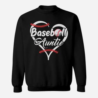 Baseball Aunt Heart Proud Baseball Auntie Sweatshirt | Crazezy
