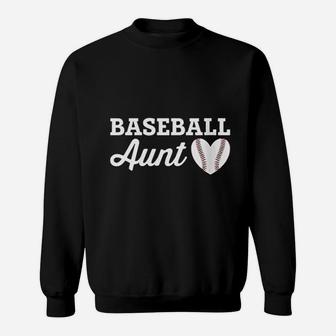 Baseball Aunt Love Heart Baseball Sports Sweatshirt | Crazezy