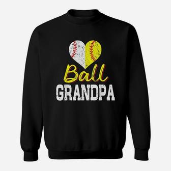 Baseball Softball Ball Heart Grandpa Sweatshirt | Crazezy