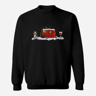 Beagle Camping And Wine Christmas Dog Lovers Sweatshirt | Crazezy AU
