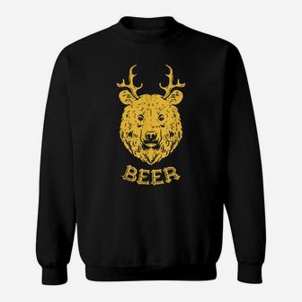 Bear Deer Beer Funny Drinking Hunting Camping Dad Uncle Gift Sweatshirt | Crazezy AU