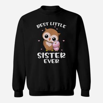 Best Little Sister Ever Cute Owl Owls Siblings Sisters Gift Sweatshirt | Crazezy UK