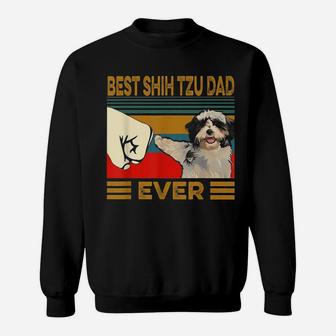 Best Shih Tzu Dad Ever Retro Vintage Sweatshirt | Crazezy AU