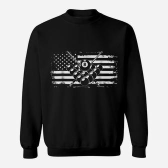 Billiards T Shirt Pool Billiards American Flag Gift Tee Sweatshirt | Crazezy