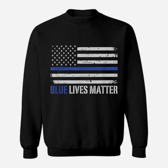 Blue Lives Matter Thin Blue Line American Flag Cop Sweatshirt | Crazezy
