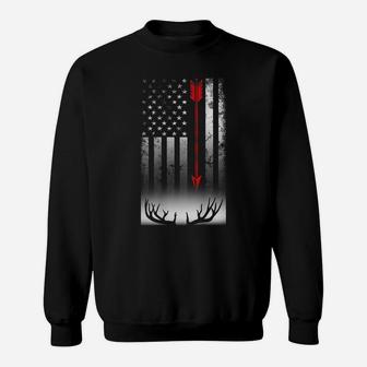 Bow Deer Hunting American Flag Bow Hunting Lover Gift Sweatshirt | Crazezy CA