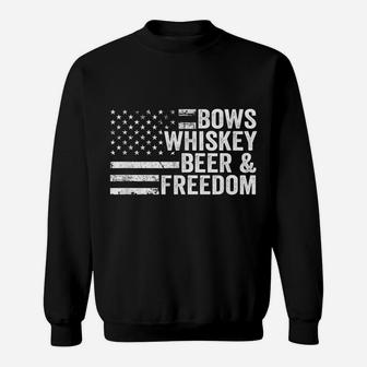 Bows Whiskey Beer And Freedom - Funny Bow Hunting Archery Sweatshirt | Crazezy AU