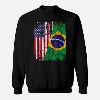 Brazilian Roots Tshirt | Half American Flag | Brazil Shirt Sweatshirt | Crazezy