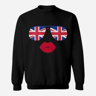 British Sunglasses Lips Flag United Kingdom Flags Uk Sweatshirt | Crazezy UK