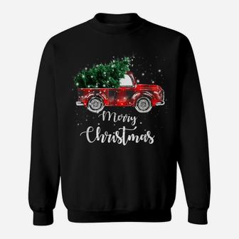 Buffalo Plaid Christmas Tree Red Truck Sweatshirt | Crazezy CA