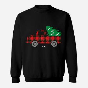 Buffalo Plaid Christmas Tree Red Truck Sweatshirt | Crazezy DE