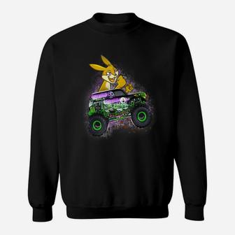 Bunny Easter Day Monster Truck Love Rabbit Egg Gift Kids Sweatshirt | Crazezy UK