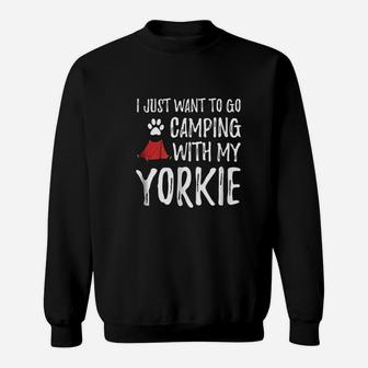 Camping Yorkie For Funny Dog Mom Or Dog Dad Camper Sweatshirt | Crazezy UK