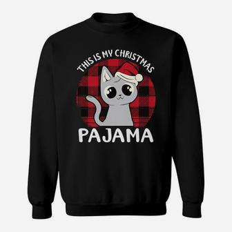 Cat Christmas Red Plaid | This Is My Christmas Pajama Sweatshirt | Crazezy