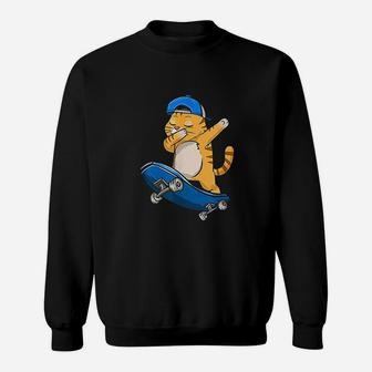 Cat Dab Dabbing Lover Loves Hat Skateboard Lovers Sweatshirt | Crazezy