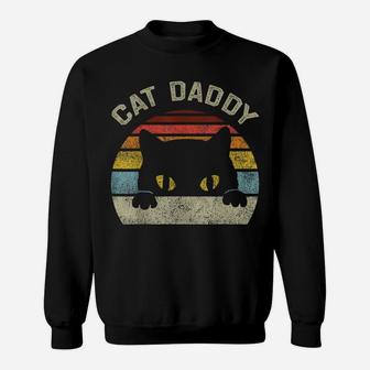 Cat Daddy Men Vintage Retro Black Cats Dad Fathers Day Gift Sweatshirt | Crazezy