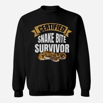 Certified Snake Bite Survivor | Funny Get Well Soon Gift Sweatshirt | Crazezy