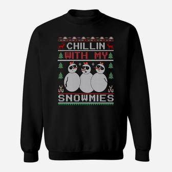 Chillin With My Snowmies Ugly Christmas Sweater Snowman Sweatshirt Sweatshirt | Crazezy
