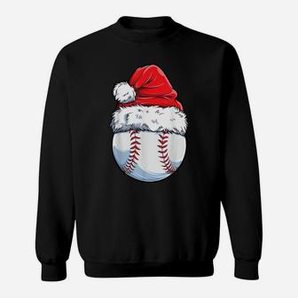 Christmas Baseball Ball Santa Hat Funny Sport Xmas Boys Men Sweatshirt | Crazezy