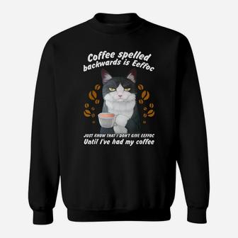 Coffee Spelled Backwards Is Eeffoc Black Cat - Coffee Lover Sweatshirt | Crazezy